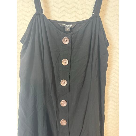 BN #5 Express Black Button-Front Mini Dress Size XS Sleeveless adjustable straps - Picture 4 of 6